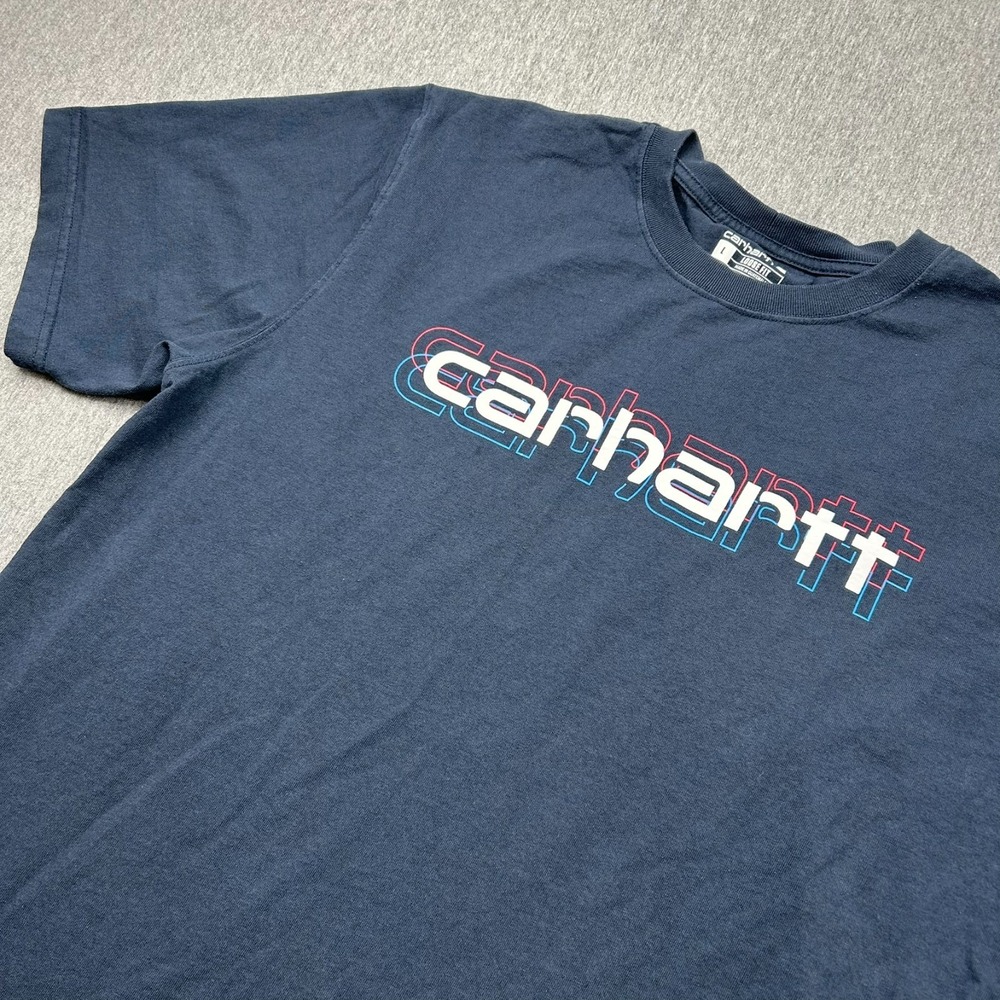 Carhartt Loose Fit Short Sleeve Tshirt Mens Large Blue Spellout 105709
